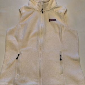 Vineyard Vines White Fleece Vest Zip women’s whale